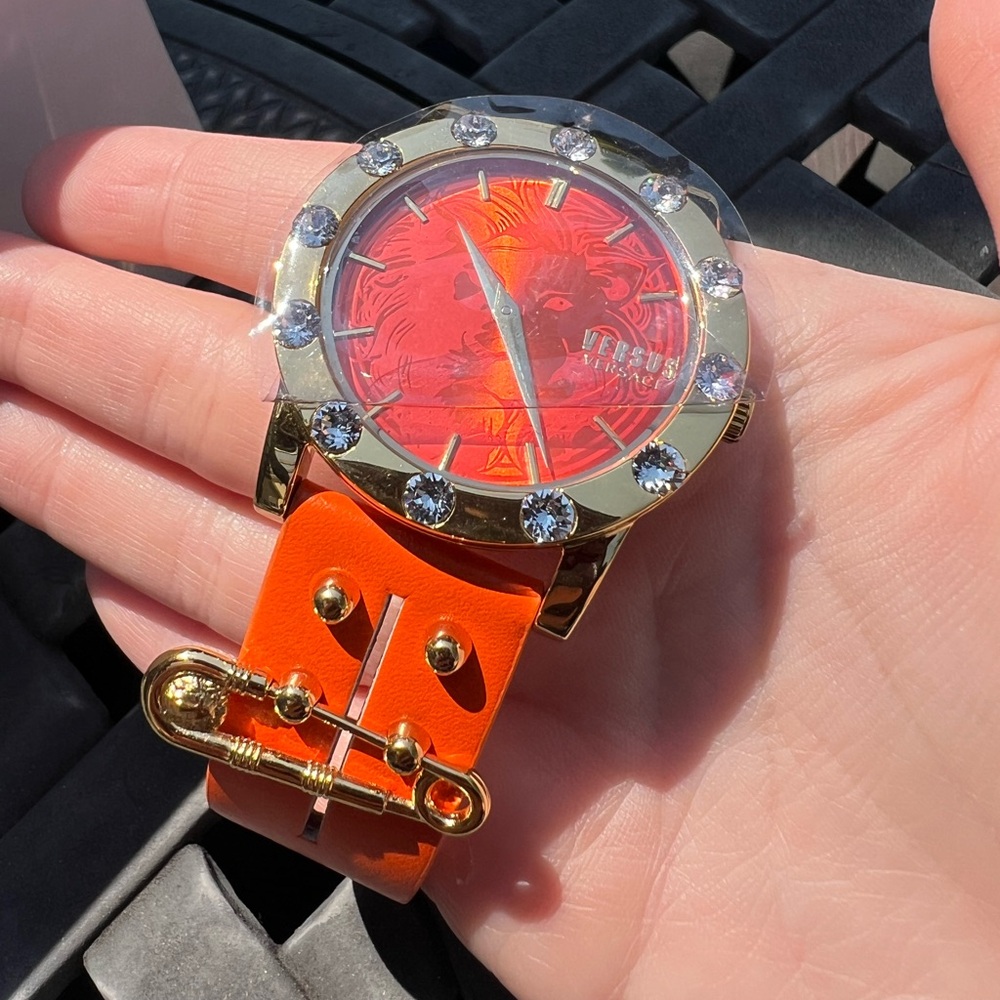 Versus Versace Miami Orange and Gold Leather Watch - Picture 5 of 7